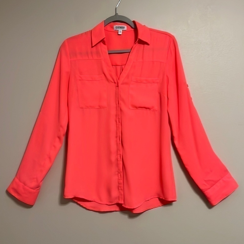 Express Pirtofino fluorescent Pink Girly‎ Core Girlhood Core Button Front S